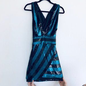 Milly Sequin Blue Teal and Black CrissCross Back
